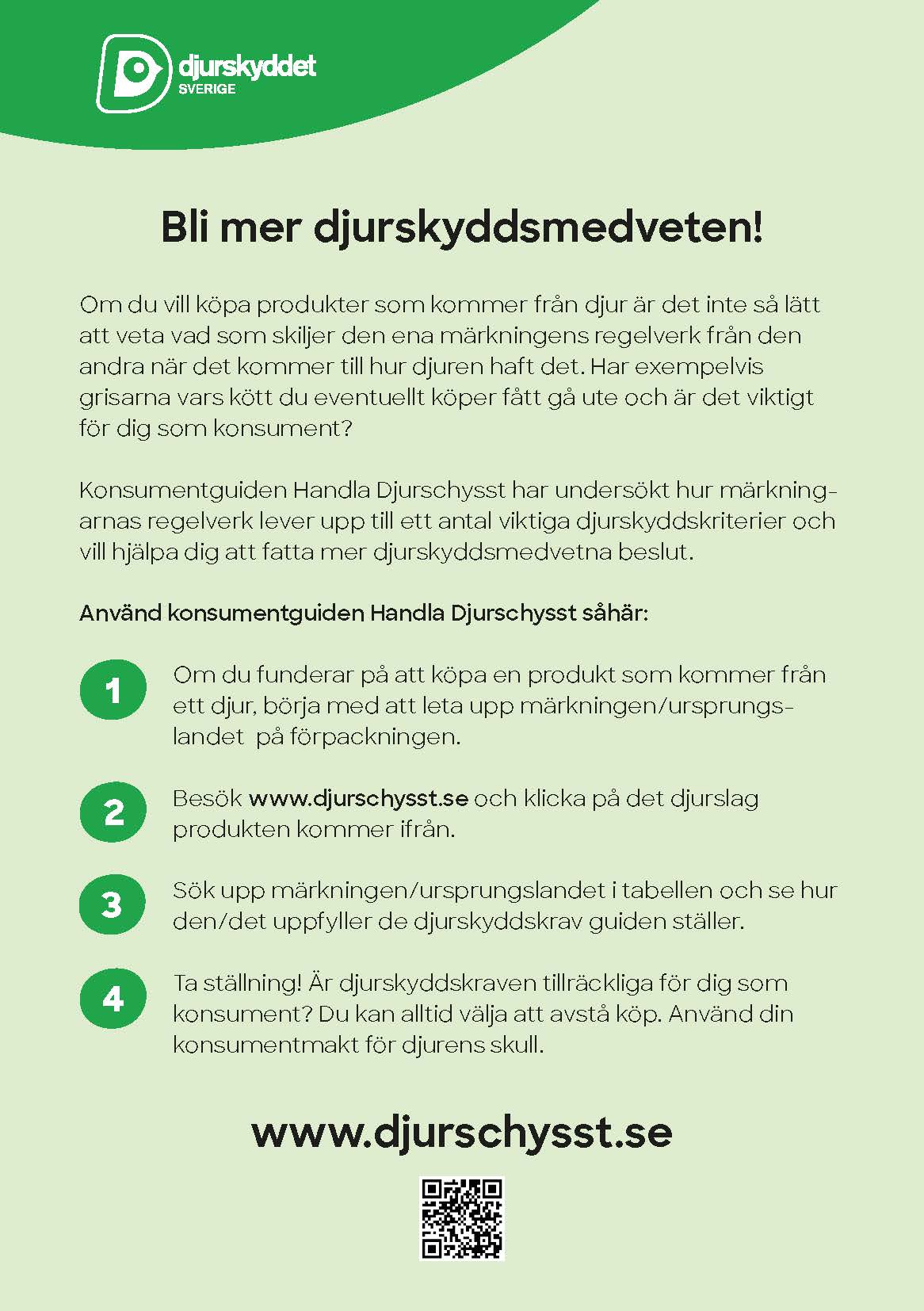 Flyer: Konsumentguiden Handla Djurschysst